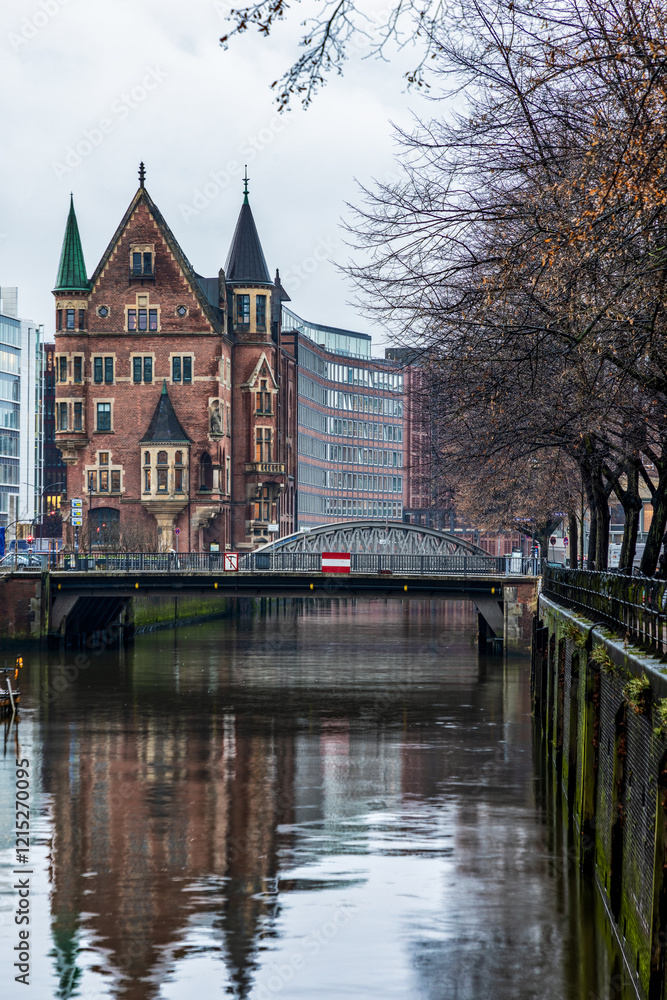 Naklejka premium The Unesco World Heritage Speicherstadt in Hamburg, Germany