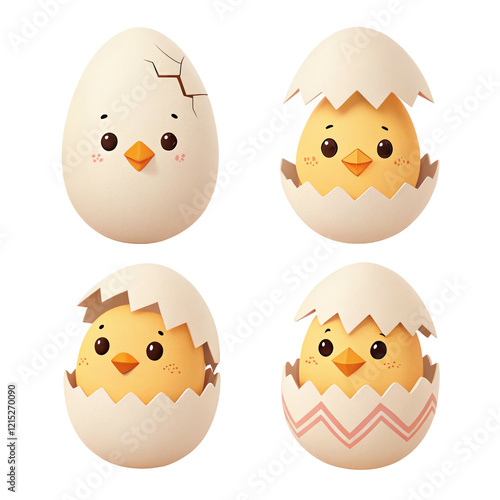 hatching chicken eggs 3D illustration icon photo