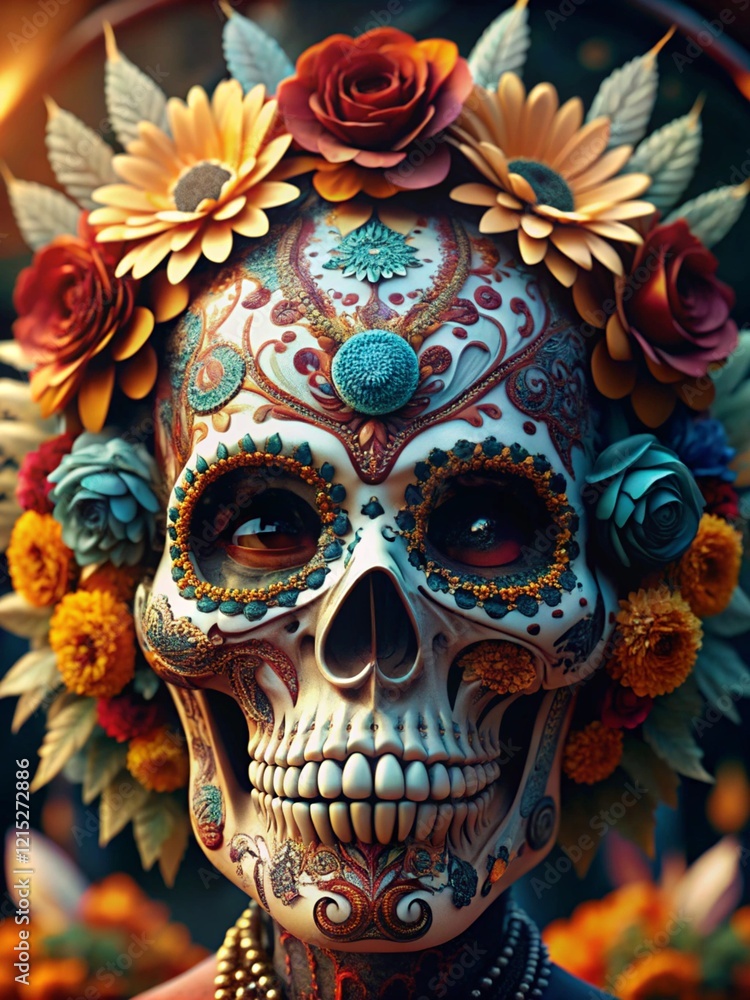 Creative Skull Mask with Decorative Patterns for Day of the Dead Rituals
Creative Skull Mask with Decorative Patterns for Day of the Dead Rituals