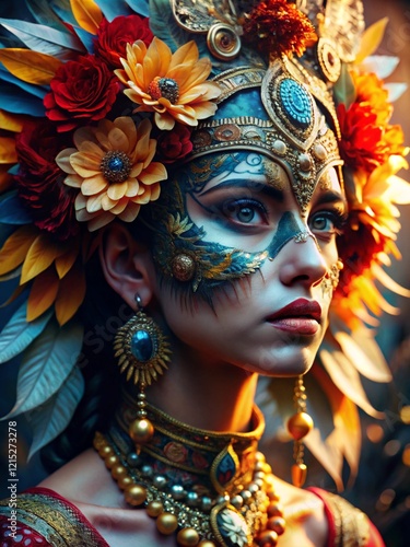 Beautiful Woman in a Decorative Carnival Mask for High-End Branding Campaigns
 photo