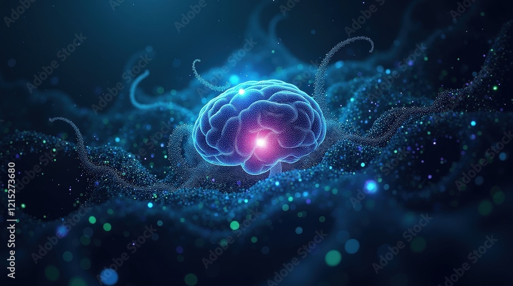 Glowing Digital Brain With Futuristic Neural Connections and Abstract Energy Waves Glowing Digital Brain With Futuristic Neural Connections and Abstract Energy Waves