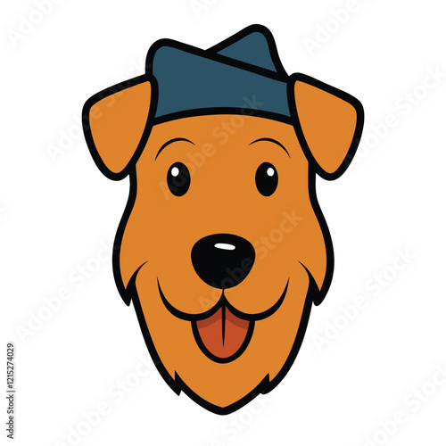 Funny airedale terrier dog head vector art