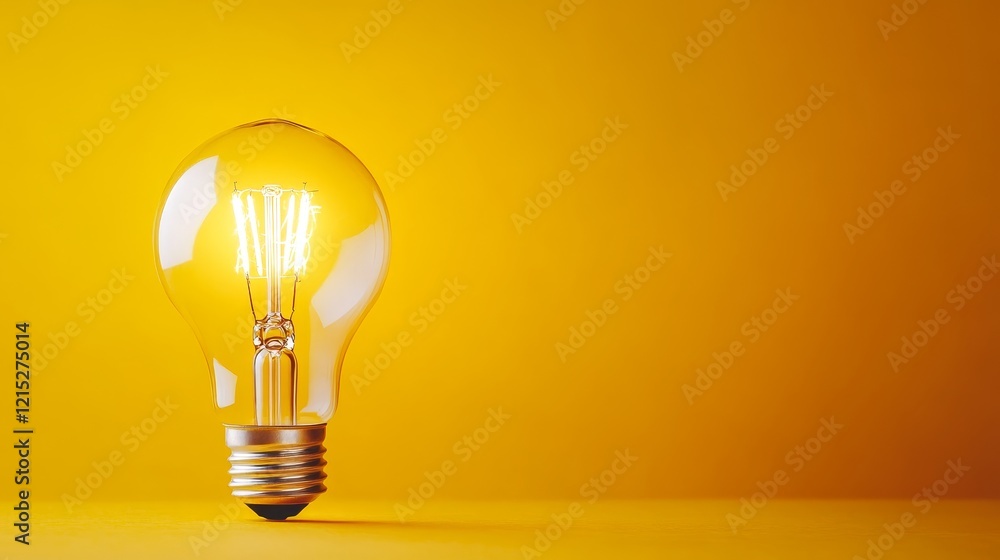 A Brilliant Light Bulb Illuminates a Yellow Background - Innovation, inspiration, ideas, brilliance, success. A bright light bulb symbolizes new beginnings and creative energy. A Brilliant Light Bulb Illuminates a Yellow Background - Innovation, inspiration, ideas, brilliance, success. A bright light bulb symbolizes new beginnings and creative energy.