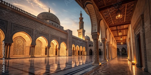 Wallpaper Mural Majestic Islamic Architecture: Low-Light Courtyard Colonnade Stock Photo Torontodigital.ca