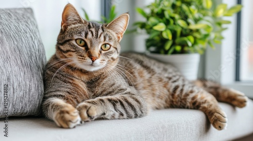 Wallpaper Mural Cozy Cat Lounging on a Window Ledge Torontodigital.ca