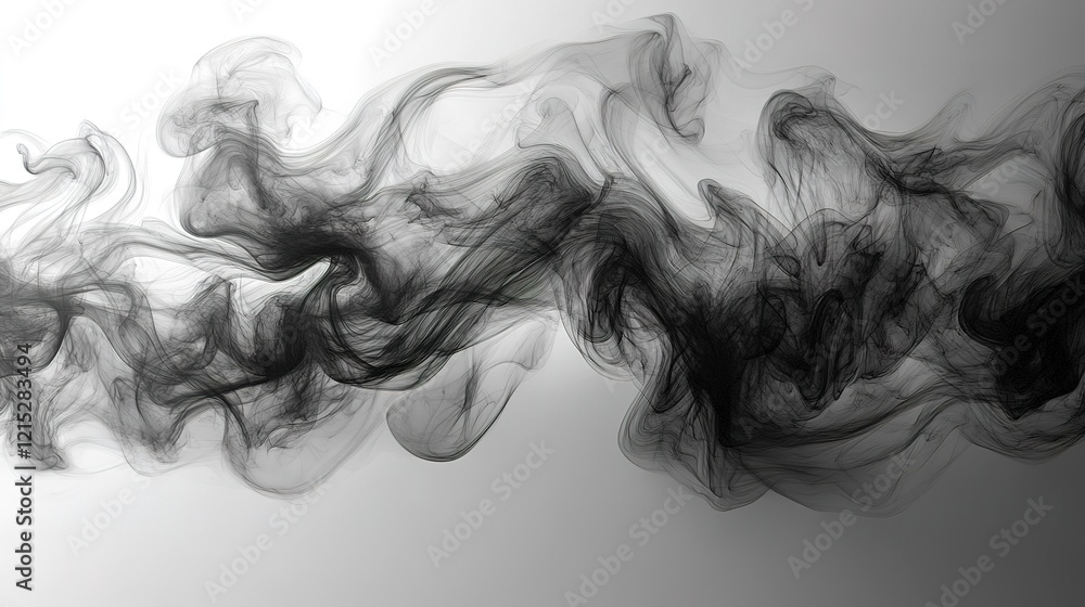 Abstract Black Ink Swirls on White Background Abstract Black Ink Swirls on White Background