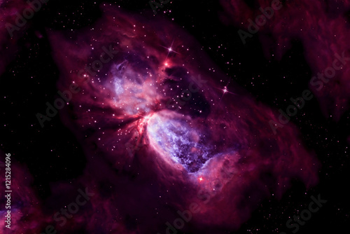 Fototapeta Naklejka Na Ścianę i Meble -  The cosmic nebula is red. Elements of this image were furnished by NASA
