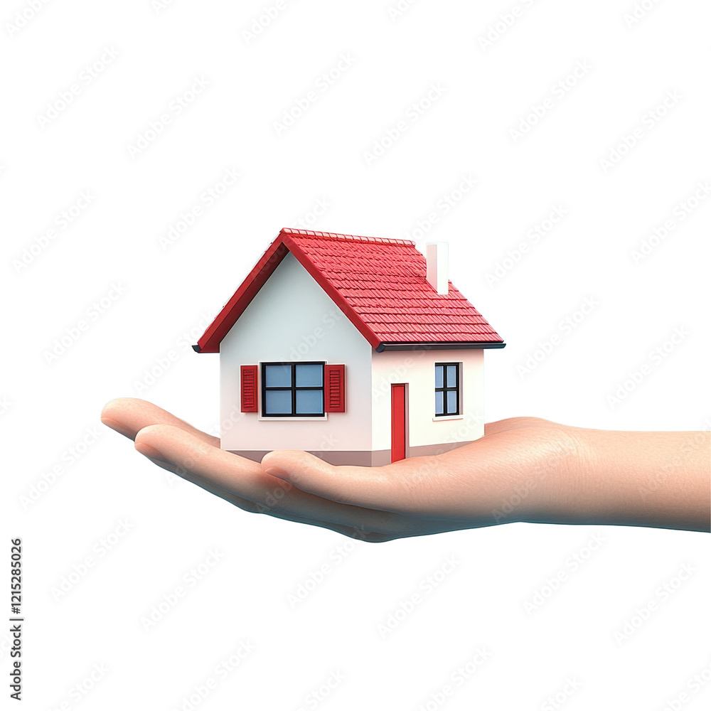 A hand holding a miniature house symbolizes care and ownership in real estate. transparent background A hand holding a miniature house symbolizes care and ownership in real estate. transparent background