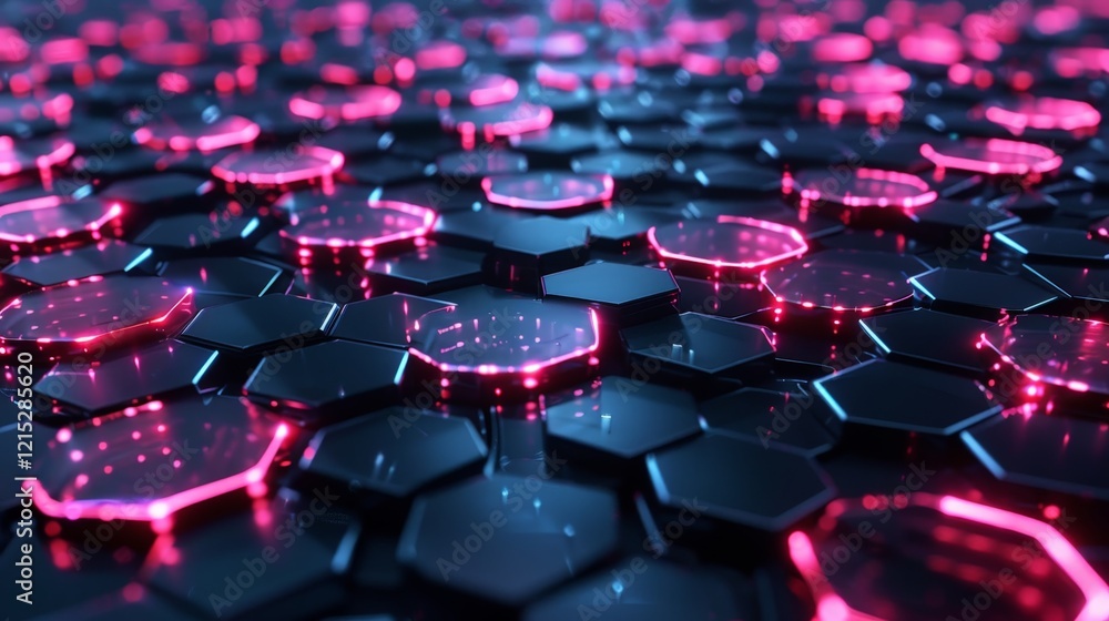 Obraz premium Abstract Hexagon Pattern with Neon Glow