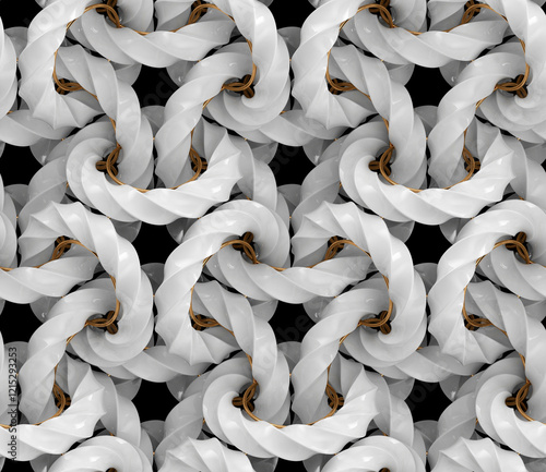 Seamless 3d pattern with intertwined 4D rings