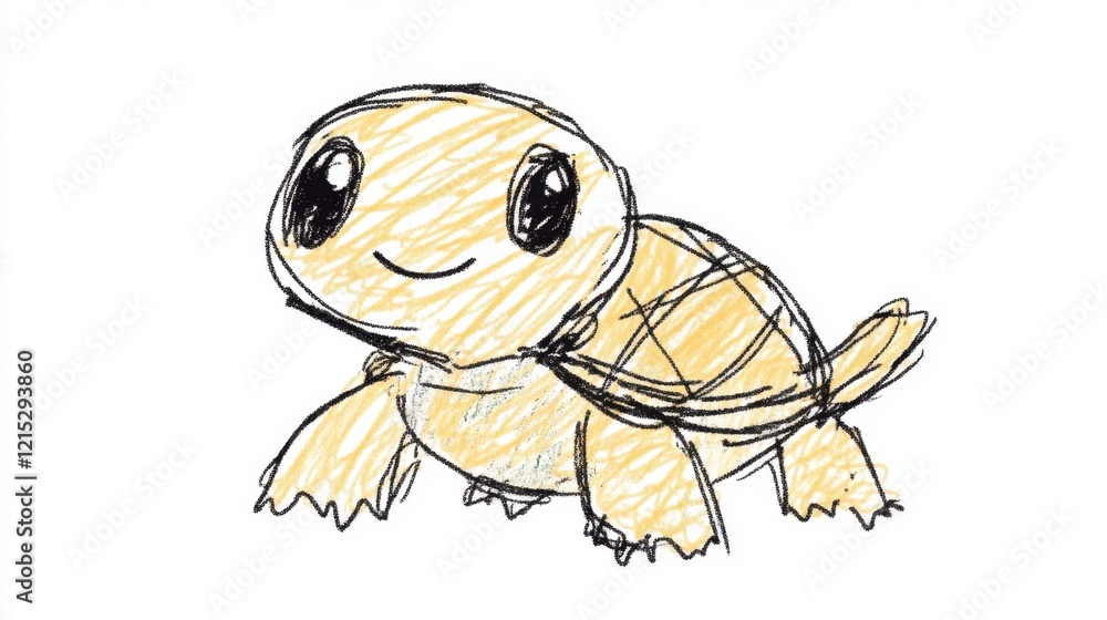 Fototapeta premium Turtle Adoption Day Cute hand-drawn cartoon turtle illustration with smiling face