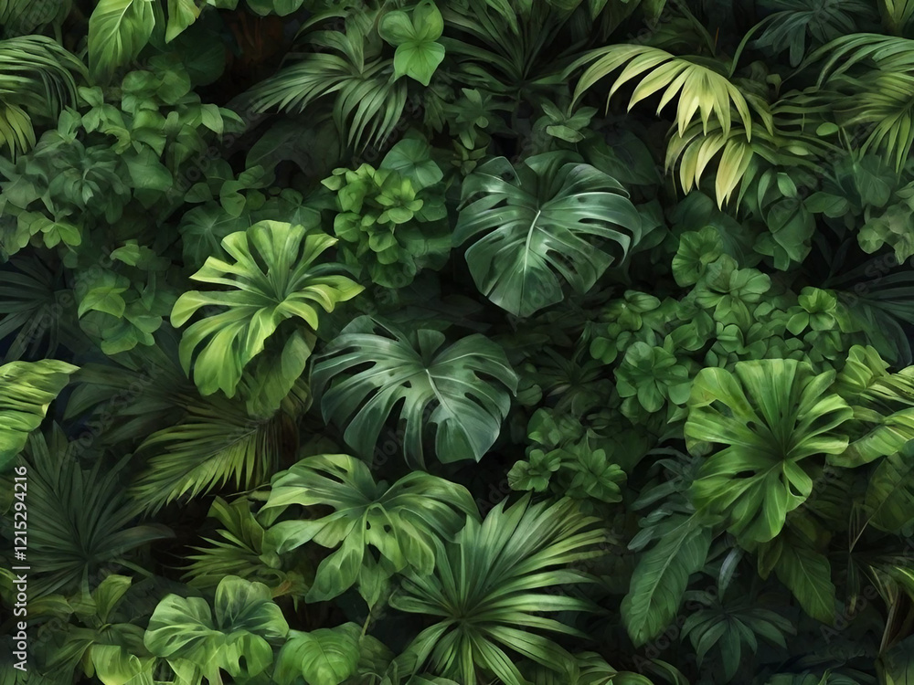 A vibrant, dense bush of lush tropical plants with oversized green leaves . A vibrant, dense bush of lush tropical plants with oversized green leaves .