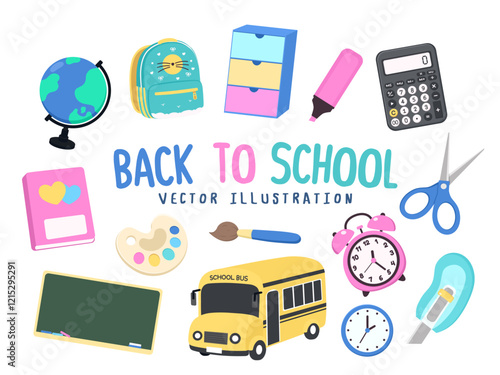 Back to school Flat vector illustration