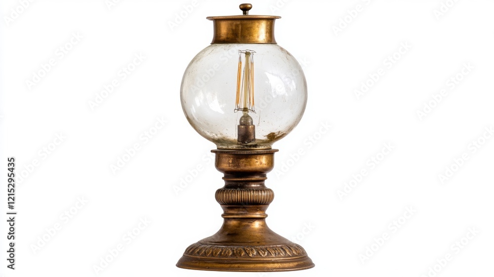 An elegantly designed antique lamp with a glass dome and a classic brass base. It illuminates any room beautifully. A perfect blend of history and style. Generative AI An elegantly designed antique lamp with a glass dome and a classic brass base. It illuminates any room beautifully. A perfect blend of history and style. Generative AI