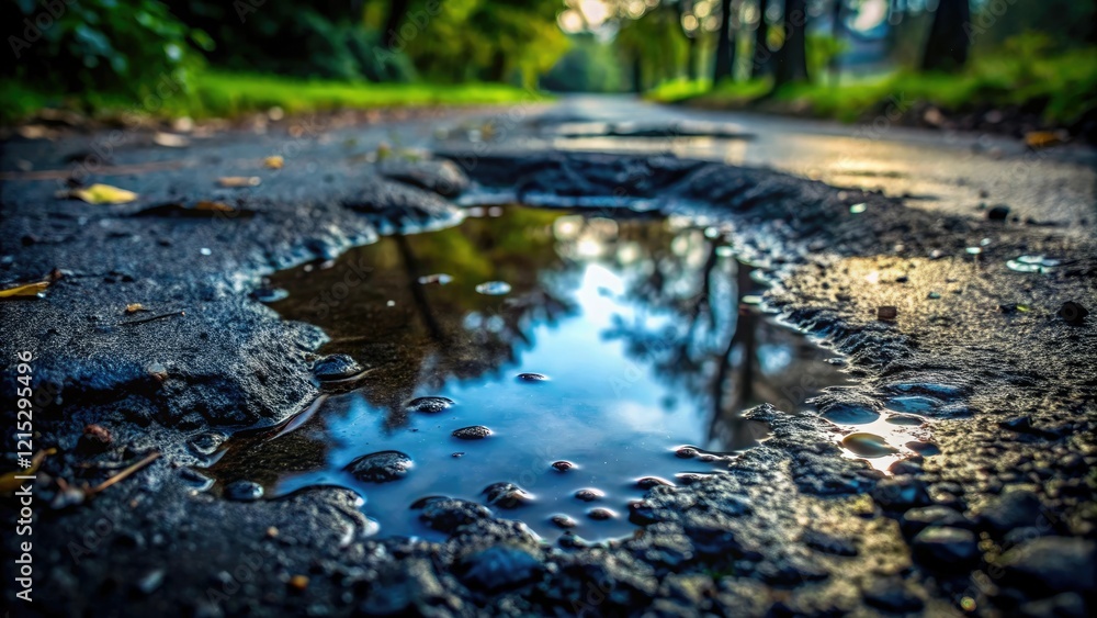 Dark puddle of slimy substance on the ground, sticky, mess, black slime Dark puddle of slimy substance on the ground, sticky, mess, black slime