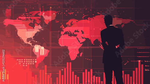 Businessman analyzing economic crisis impact on global market using tablet during pandemic