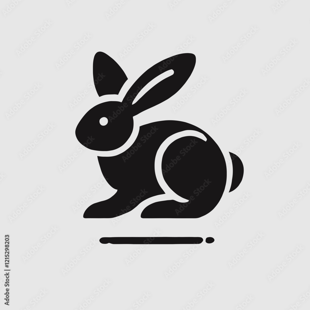 Fototapeta premium Rabbit silhouette in black on a white background