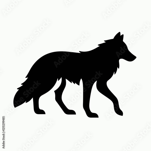 Wolf silhouette in black on a white background 