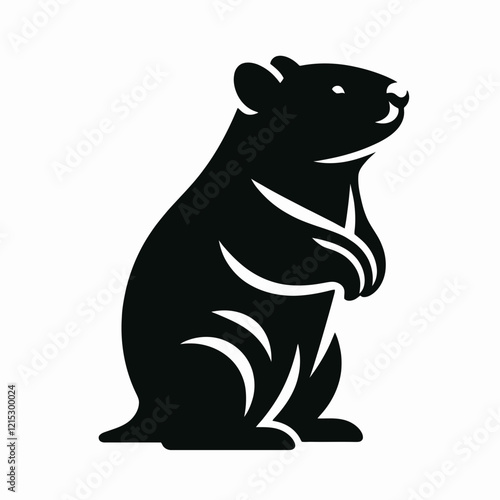 Wombat silhouette in black on a white background