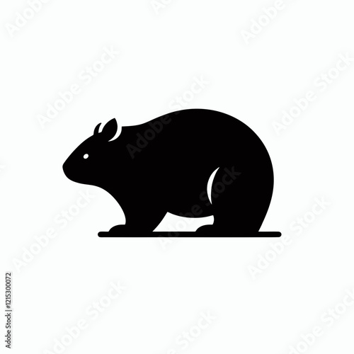 Wombat silhouette in black on a white background