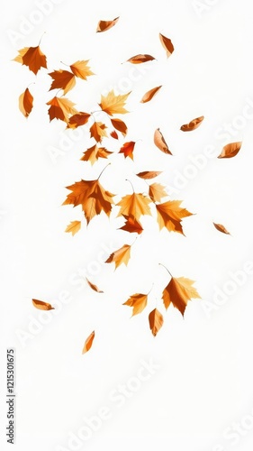 Wallpaper Mural Falling and flying dry autumn leaves isolated on a white background, creating a beautiful and tranquil scene, isolated, leaves, autumn Torontodigital.ca