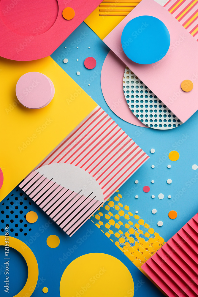 Obraz premium Vibrant abstract background with assorted geometric shapes and patterns