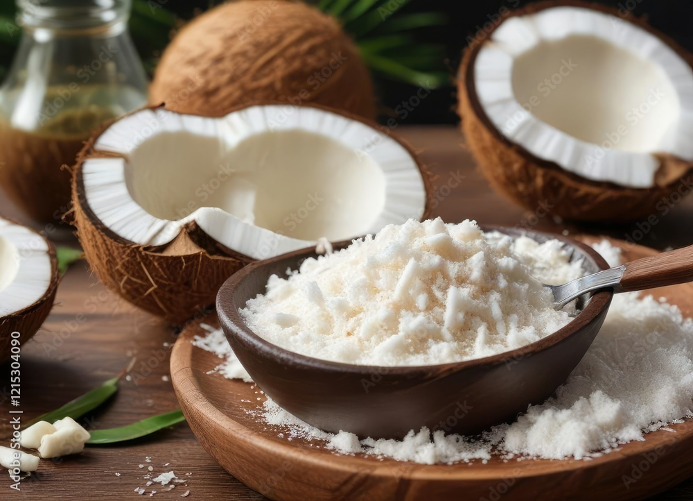 Fresh coconut meat being grated over a bowl of creamy coconut milk , milk, dairy product, fruit Fresh coconut meat being grated over a bowl of creamy coconut milk , milk, dairy product, fruit