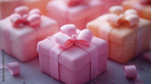Pastel color gift boxes tied with a ribbon and bow.