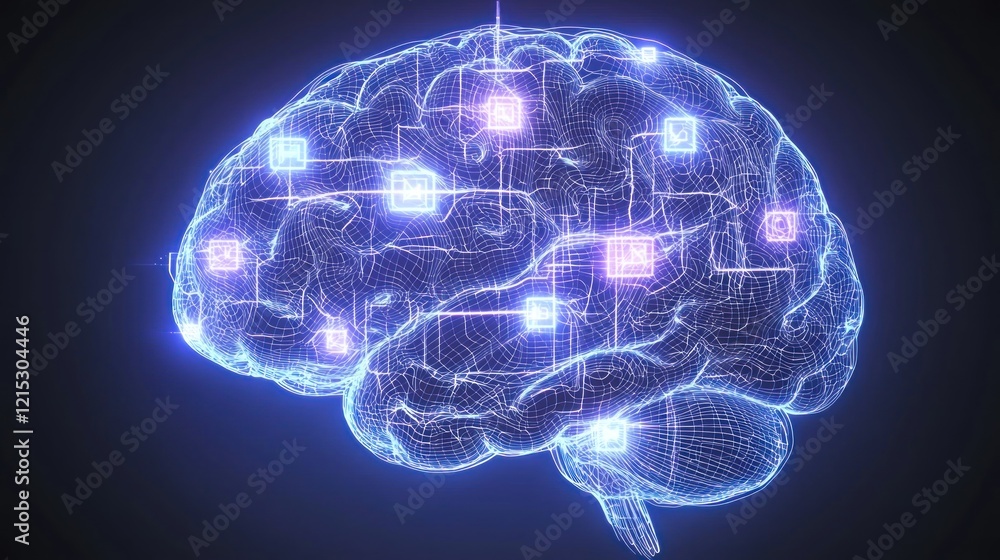 Digital Brain Network Data Processing Concept Digital Brain Network Data Processing Concept