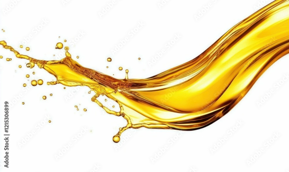 Fototapeta premium Golden Liquid Wave Splash Isolated on White