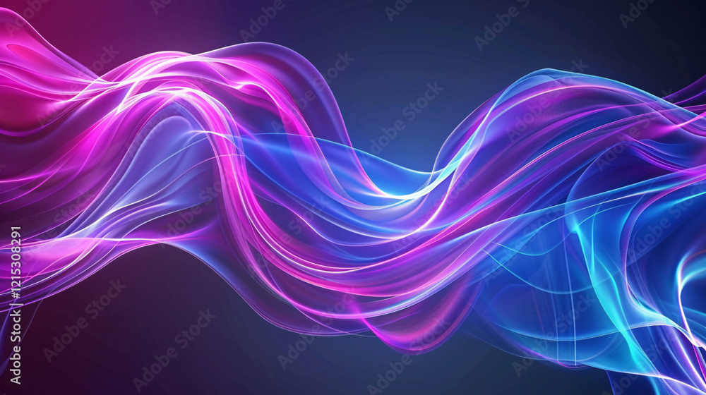Naklejka premium Dynamic, colorful abstract waves on a dark backdrop, suitable for vibrant designs