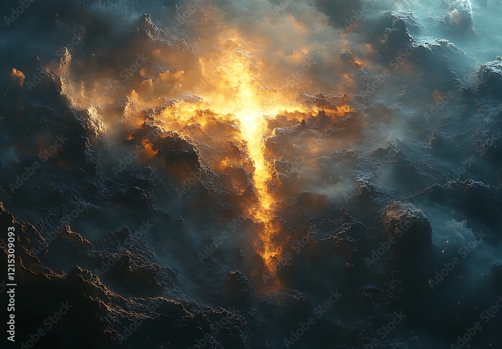 Obraz premium Fire-Like Flames Amidst the Clouds