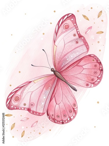 pink butterfly watercolor illustration