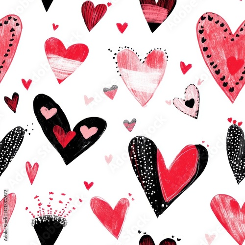 Repetitive heart pattern seamless background for Valentine’s Day fabric gift wrapping paper design