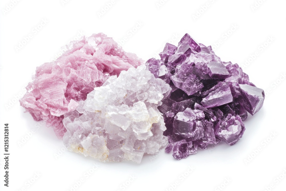 Fototapeta premium Stunning cobalt calcite mineral samples showcasing vibrant colors and intricate textures on a bright white background