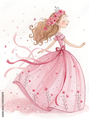 pink princess illustration