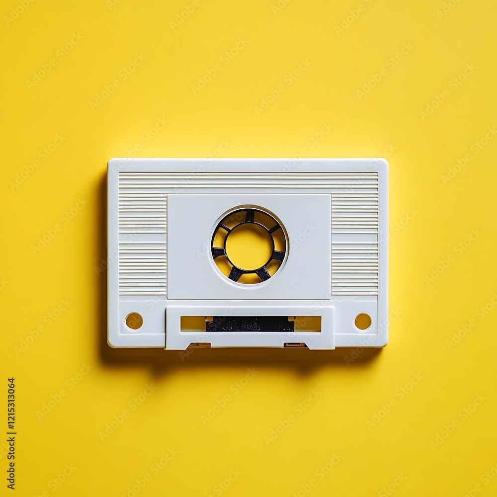 retro transparent audio cassette with copy space for text on yellow background retro transparent audio cassette with copy space for text on yellow background