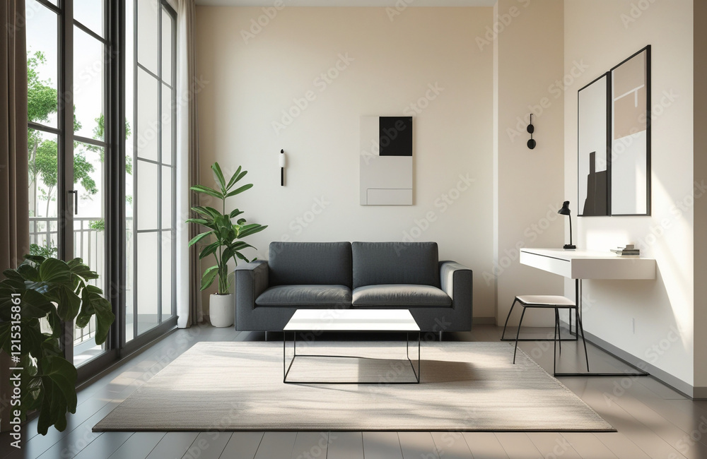 Fototapeta premium Modern Studio Apartment Open Layout