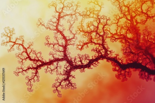 Wallpaper Mural Intricate fractal pattern resembling a fiery red tree branch against a warm, blurred background. Torontodigital.ca