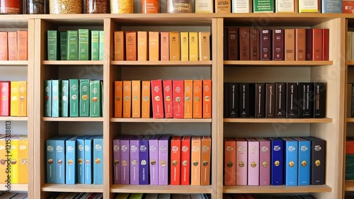 The illustration depicts a row of old books on a bookshelf in a library, symbolizing education and the pursuit of knowledge through reading and study photo