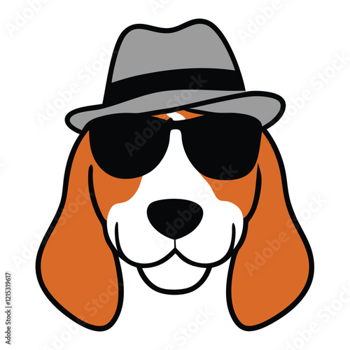 Funny basset hound dog head vector art