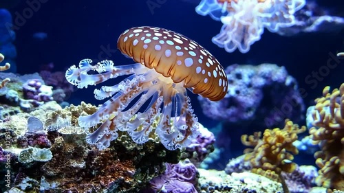 Vibrant tropical fish dart through a mesmerizing underwater coral reef, a miniature ocean teeming with marine life