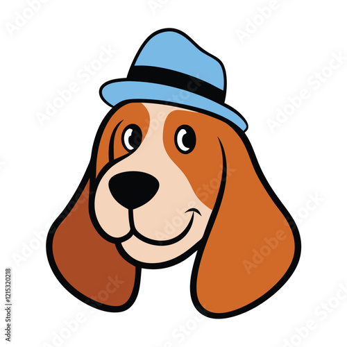 Funny basset hound dog head vector art photo