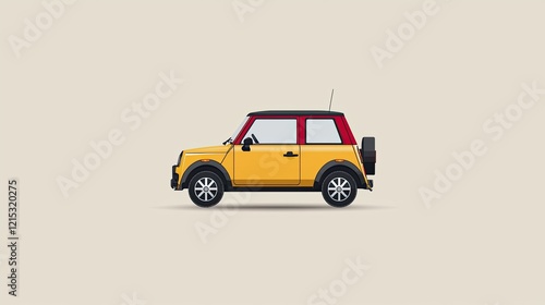 Yellow Mini Cooper Style Car Side View Illustration
