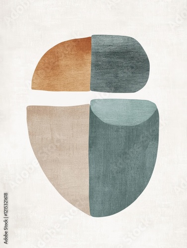 Abstract geometric shapes using muted colors, creating a modern artistic composition