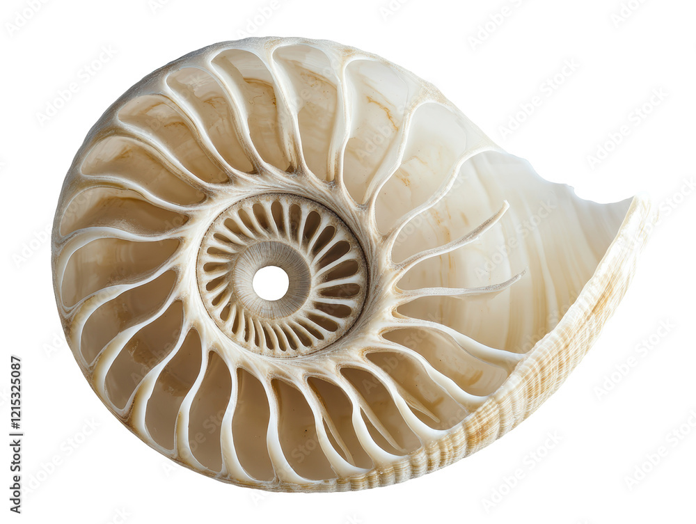 Obraz premium Isolated Nautilus Shell Interior Spiral