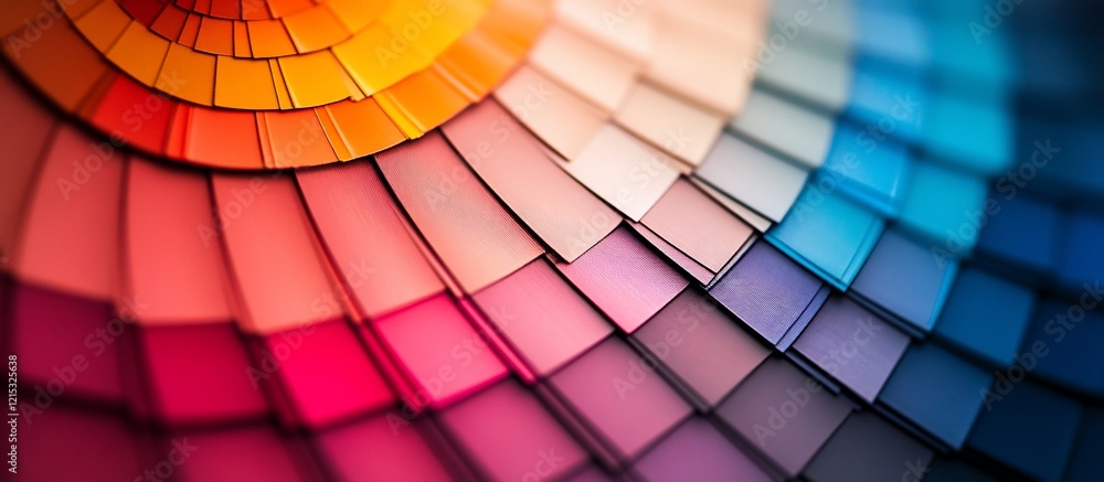 Fototapeta premium Colorful paint swatches arranged in a fan, close-up view, design background, website use