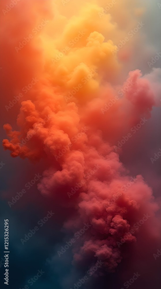Colorful clouds illuminated by warm light create a dreamy atmosphere in the early evening sky