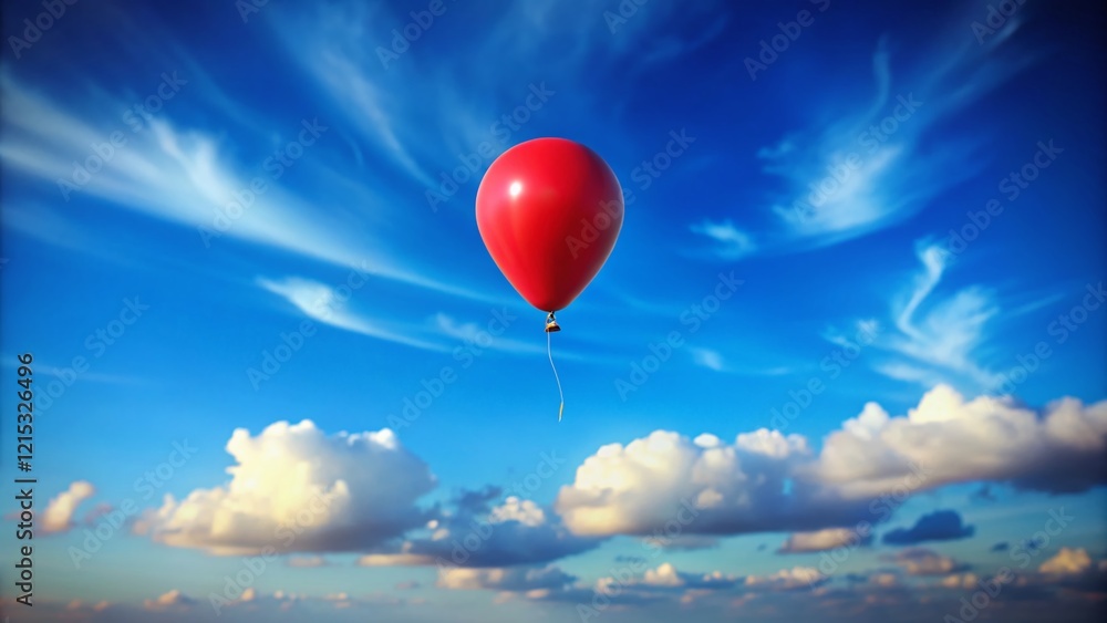 Miniature Balloon Floating in a Vast Blue Sky - Tilt-Shift Photography Miniature Balloon Floating in a Vast Blue Sky - Tilt-Shift Photography