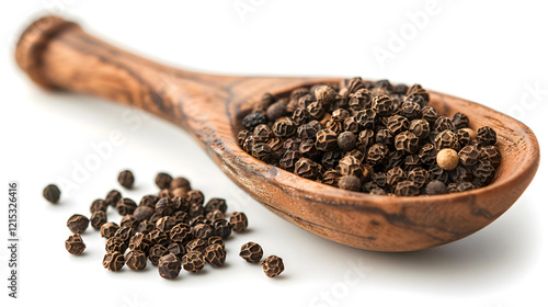 black pepper in a wooden spoon